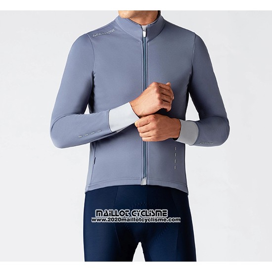 2019 Maillot Ciclismo La Passione Gris Blanc Manches Longues et Cuissard